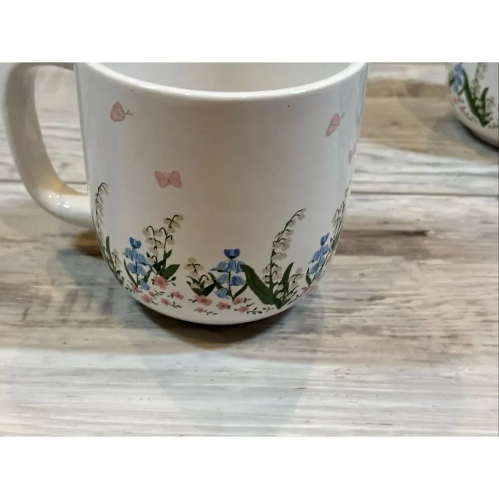 Target Bullseye Easter Ceramic Butterfly Pink and Blue Flower Coffee Mug Cup